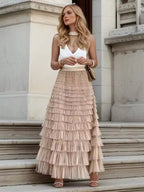 AURELLA™ TULLE RUFFLE MAXI SKIRT