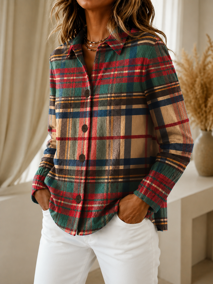 Gloria | Multicolor Plaid Button Cardigan