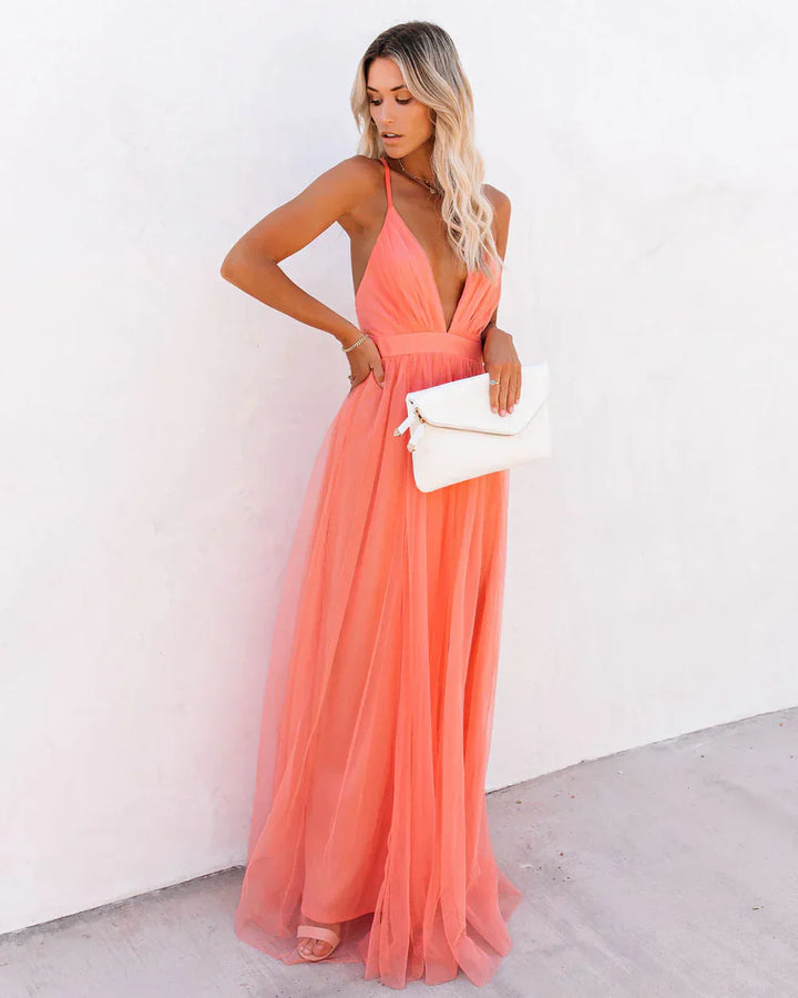AURELIA™ – MAXI DRESS PETAL DUST FLOWING FLORAL ELEGANCE