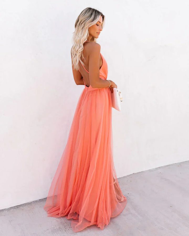 AURELIA™ – MAXI DRESS PETAL DUST FLOWING FLORAL ELEGANCE