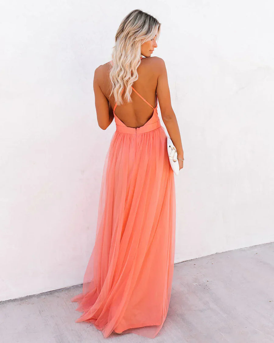 AURELIA™ – MAXI DRESS PETAL DUST FLOWING FLORAL ELEGANCE