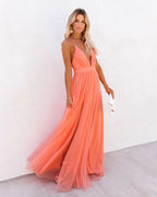 AURELIA™ – MAXI DRESS PETAL DUST FLOWING FLORAL ELEGANCE
