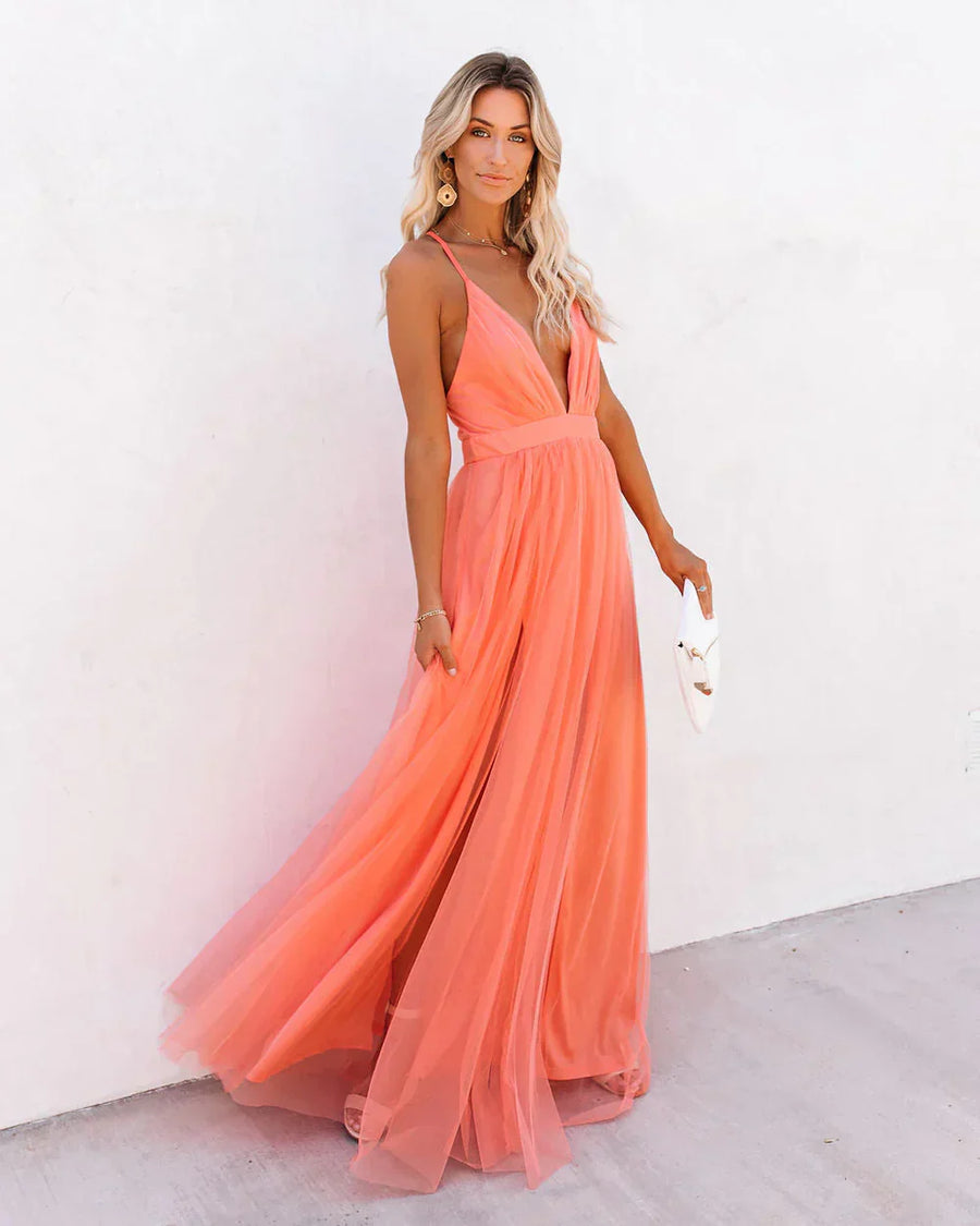 AURELIA™ – MAXI DRESS PETAL DUST FLOWING FLORAL ELEGANCE